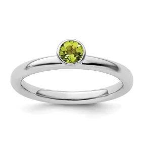 Stackable Expressions High 4mm Round Peridot Ring in Sterling Silver