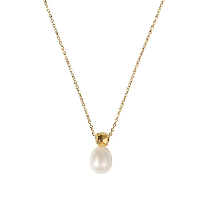 Teardrop Baroque Pearl Necklace Sterling Silver