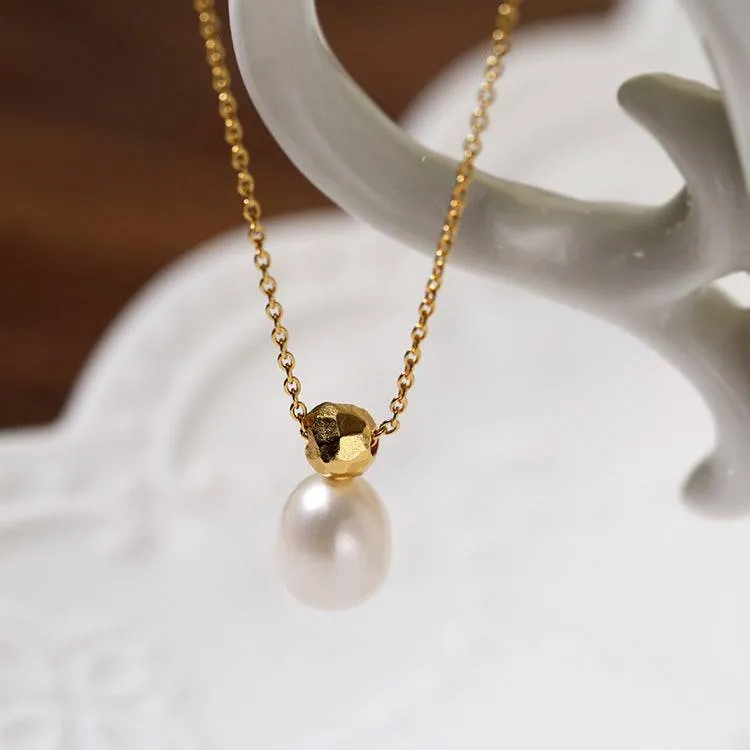 Teardrop Baroque Pearl Necklace Sterling Silver