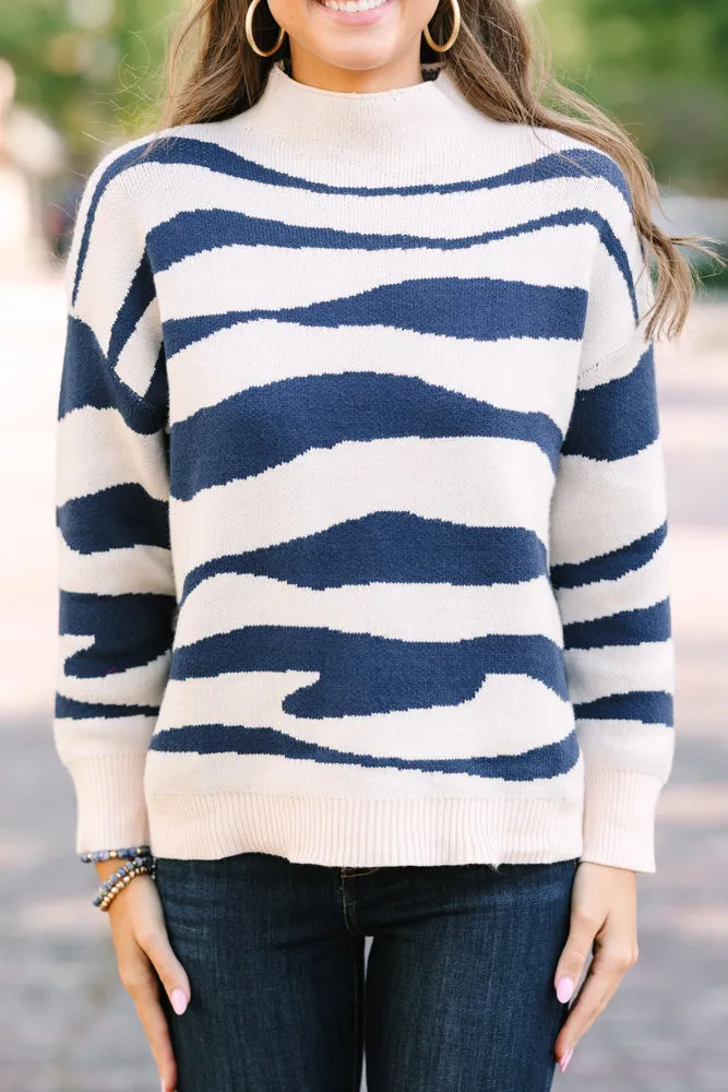 THML: Get What You Love Cream White Tiger Striped Sweater