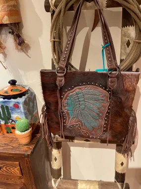 Turquoise Big Chief COWHIDE HANDBAG